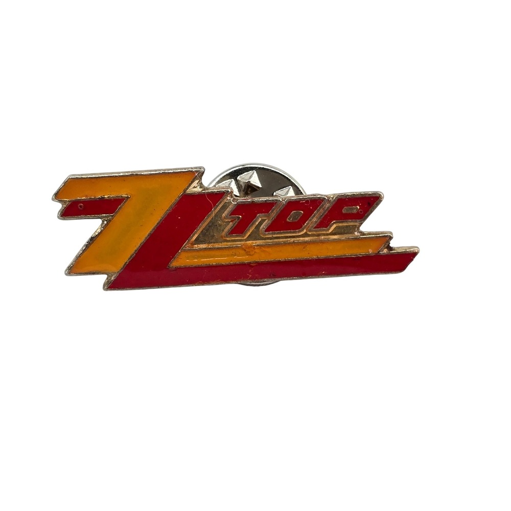 ZZ Top Vintage Enamel Pin Red Yellow Logo Music Band Memorabilia Lapel Hat Pin